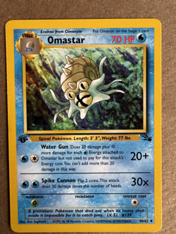 Omastar 40/62 Fossil 1st Edition Non-Holo Uncommon Pokemon Card NM+ - Image 1