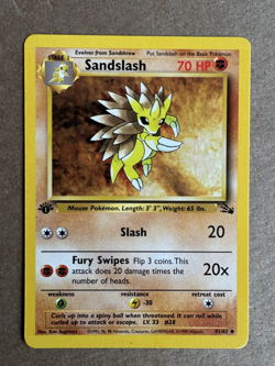 Sandslash 41/62 Fossil 1st Edition Non-Holo Uncommon Pokemon Card NM - Image 1