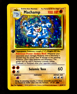 1999 Pokemon MACHAMP Base Set 1ST EDITION HOLO Foil Rare Theme Deck Card 8/102 - Image 1