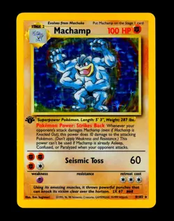1999 Pokemon MACHAMP Base Set 1ST EDITION HOLO Foil Rare Theme Deck Card 8/102 - Image 2