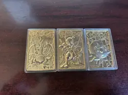 Burger King Pokemon Gold Metal Card, Charizard, Mewtwo, Jigglypuff - Image 1