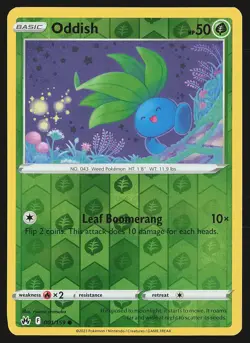 Crown Zenith Oddish #001/159 Reverse Holo Pokemon Card - Image 1