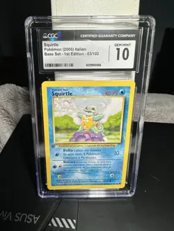2000 Pokemon 1ST Edition Italian #063 Squirtle CGC 10 Population 14 - Image 1