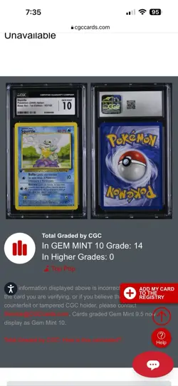 2000 Pokemon 1ST Edition Italian #063 Squirtle CGC 10 Population 14 - Image 5