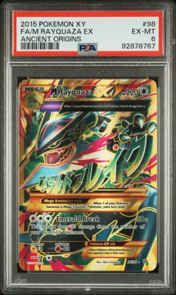 2015 Pokemon XY Ancient Origins #98 M Rayquaza EX FA PSA 6 - Image 1