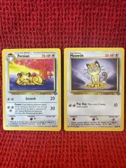 Meowth 56/64 & Persian 42/64 LP Unlimited Lot Jungle Pokemon Vintage Set Bundle - Image 1
