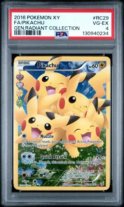 2016 Pokemon XY Generations Radiant Collection #RC29 Full Art Pikachu PSA 4 - Image 1
