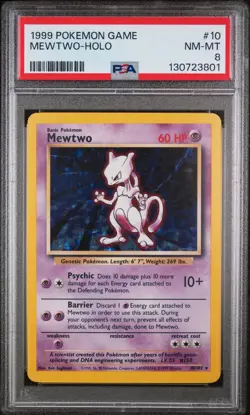 Mewtwo Holo Pokemon Base Set 10/102 PSA 8 - Image 1