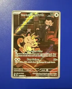 Team Rocket's Meowth 203/182 Sv10: Destined Rivals Illustration Rare Pokemon TCG - Image 1