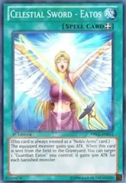 Yugioh Celestial Sword Eatos - 1st Edition Super Rare LP - Free Holographic Card - Image 1