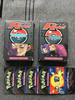 Vintage Pokemon Team Rocket Trouble Devastation Theme Deck Card Lists Boxes Only - Image 1