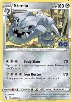 Pokemon Card 044/078 STEELIX - POKEMON GO - UNCOMMON - NM - Image 1