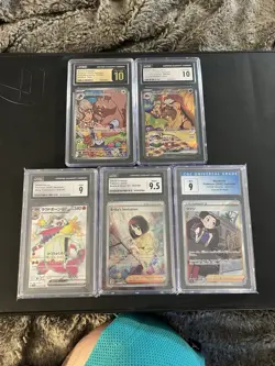 Pokemon CGC Graded Lot - 5 Cards: Arven’s Mabostiff, Greedent, Roxanne, Erika’s - Image 1