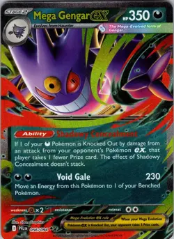 Mega Gengar ex 056/094 Phantasmal Flames Double Rare Holo Pokemon Card NM - Image 1