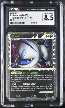 CGC 8.5 Absol Prime 2010 Triumphant 91/102 Holo Pokemon Card - Image 1