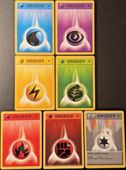 1st Edition Shadowless Complete Energy Set 96-102/102 Base Set Pokemon Cards PL - Image 1