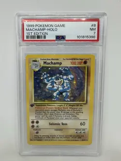 1999 Pokemon Machamp 8/102 #8 Holo 1st Edition PSA 7 NM Card - Image 1