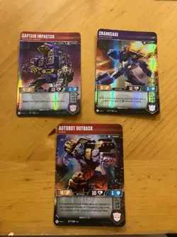 Transformers TCG 3 Cards Siege II & Titan Masters Impactor, Crankcase, Outback - Image 1
