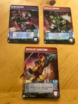 Transformers TCG 3 Card Lot Siege II Apeface, Springer, Sandstorm NM - Image 1