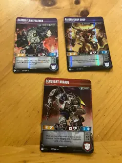 Transformers TCG 3 Card Lot Siege I & II Flamefeather, Chop Shop, Mirage NM - Image 1