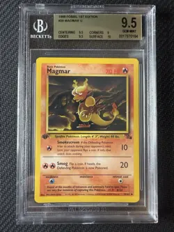 Magmar 39/62 Fossil Pokemon TCG Card 1st Edition BGS 9.5 Clean 🧼 - Image 1