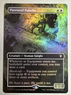 MTG / Puresteel Paladin / CMM / #627 / FOIL (Borderless) / Rare / NM - Image 1