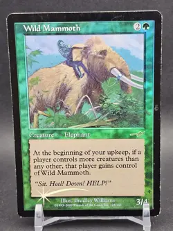 Magic the Gathering #124/143 WILD MAMMOTH Nemesis Green Foil 2000 Uncommon NM - Image 1