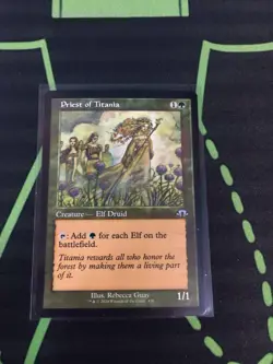 MTG Magic The Gathering Priest Of Titania Retro Frame Green Elf Dork Commander - Image 1