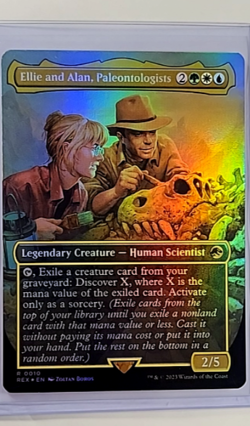 2023 MTG REX Jurassic Park World Borderless Foil Ellie and Alan Paleontologists - Image 1