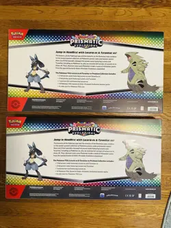 Pokemon Prismatic Evolutions Lot Lucario & Tyranitar Ex Premium 2x NEW - Image 2