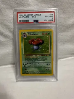 1999 Pokemon TCG Vileplume Jungle Holo Card 15/64 PSA 8 NM-MT Unlimited Rare - Image 1