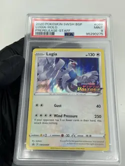 PSA 9 MINT LUGIA-HOLO 2020 POKEMON SWSH BSP PRERELEASE-STAFF #069 - Image 1