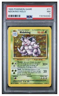 1999 Pokemon Game #11 Nidoking-Holo PSA 7 NM 11/130, Free Shipping - Image 1