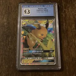 2019 POKEMON SUN & MOON HIDDEN FATES #20 RAICHU GX Graded CGC 9.5 Grading - Image 2