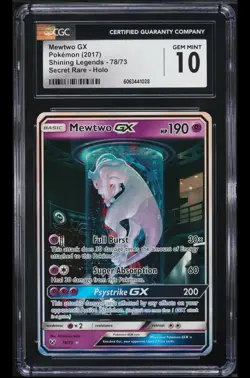 🔮Mewtwo GX Pokemon (2017) Shining Legends - 78/73 Secret Rare GRADE 10!💨 - Image 1