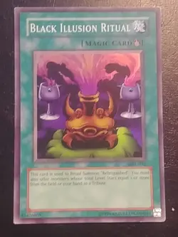 Yu-Gi-Oh SUPER RARE HOLO BLACK ILLUSION RITUAL MRL-051 VINTAGE PRINT LP - Image 1