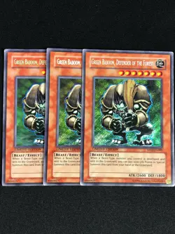 YUGIOH GREEN BABOON DEFENDER OF THE FOREST RP02-EN099 SECRET HP/CREASES X3 - Image 1