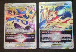 Pokemon Crown Zenith 2 Card Lot : Zacian VStar And Zamazenta VStar - Image 1