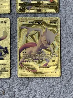 Set of 4 Mewtwo&Mew GX Tag Team & Mewtwo EX,GX Gold Foil Fan Art Collector Card - Image 5