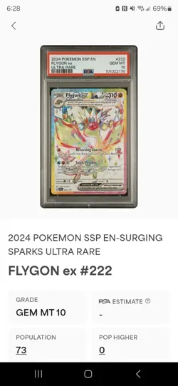 PSA 10 Flygon ex 222/191 Ultra Rare Surging Sparks SSP Pokemon Card, Quick Ship - Image 3