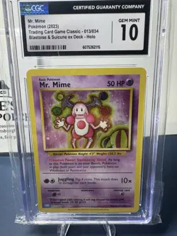Mr. Mime 013/034 Pokemon Card Classic Holo CGC Gem Mint 10 Rare Blastoise Deck - Image 2
