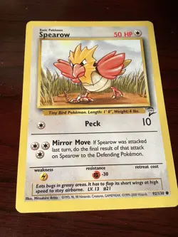 SPEAROW 92/130 Common Pokemon Card Unlimited Edition NM - Image 1