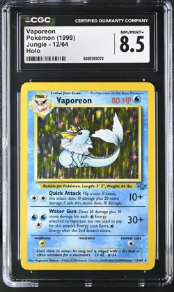 CGC 8.5 Vaporeon 1999 Jungle 12/64 Holo Pokemon Card - Image 1