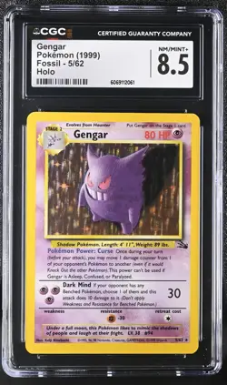 CGC 8.5 Gengar 1999 Fossil 5/62 Holo Pokemon Card - Image 1