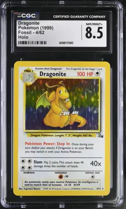 CGC 8.5 Dragonite 1999 Fossil 4/62 Holo Pokemon Card - Image 1