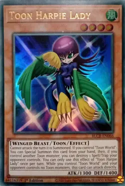 BLCR-EN066 TOON HARPIE LADY ULTRA RARE 1ST EDITION YuGiOh CARD - Image 1