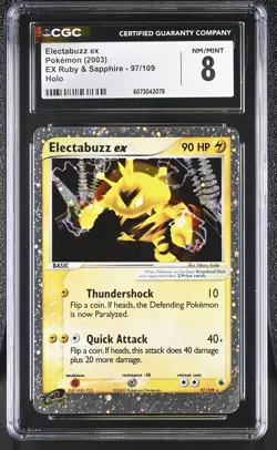 CGC 8 Electabuzz ex 2003 EX Ruby & Sapphire 97/109 Holo Pokemon Card - Image 1