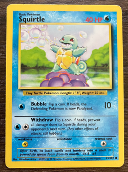 Squirtle 63/102 - 1998 Pokemon Base Set Common Card - Image 1