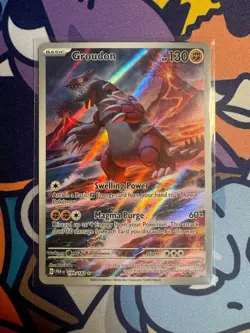 Pokemon TCG Groudon Paradox Rift Holo Card 199/182 Illustration Rare Mint - Image 1