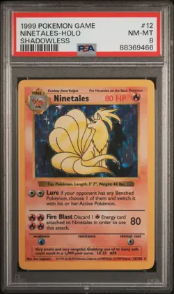 Shadowless NINETALES NM-MT-Holo #12/102 PSA 8 1999 Pokemon Card Game Base Set - Image 1